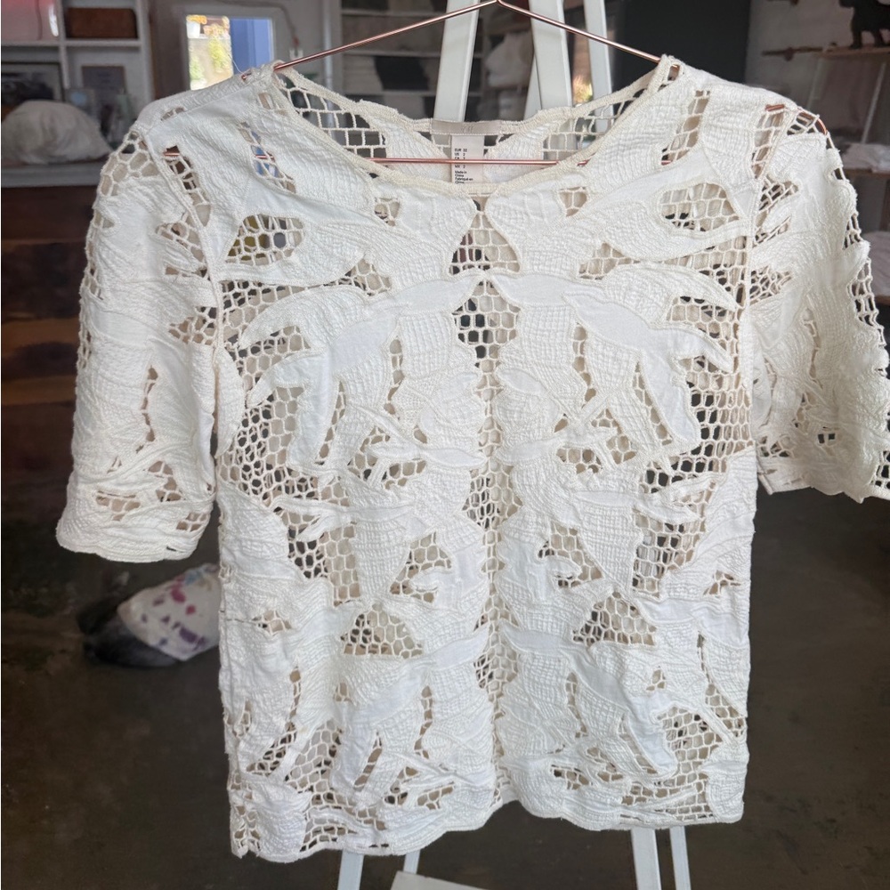 H&M cream breezy blouse.